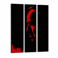 Χειροποίητη ζωγραφική POP Art Marlon Brando 3 κομμάτι gff – Τρισδιάστατη απεικόνιση του χειροποίητα ζωγραφισμένου καμβά σε λευκό φόντο. Κυρίαρχα χρώματα: μαύρο, κόκκινο.
