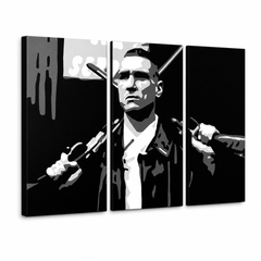 Χειροποίητη ζωγραφική POP Art Ζωγραφική Stock Lock 3 Piece Sto – Τρισδιάστατη απεικόνιση του χειροποίητα ζωγραφισμένου καμβά σε λευκό φόντο. Κυρίαρχα χρώματα: μαύρο, λευκό, γκρι.
