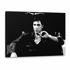 Χειροποίητος πίνακας ζωγραφικής POP Art Scarface 1 τεμάχιο smz – Τρισδιάστατη απεικόνιση του χειροποίητα ζωγραφισμένου καμβά σε λευκό φόντο. Κυρίαρχα χρώματα: μαύρο, λευκό, γκρι.