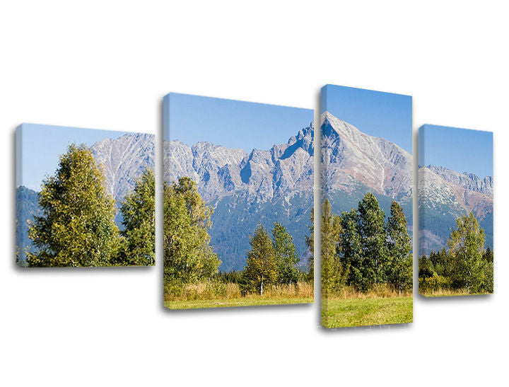 Εικόνα σε καμβά με θέμα βουνά, δέντρα και γκαζόν – τρισδιάστατη απεικόνιση του καμβά με εμφανές ξύλινο τελάρο, Papilora.