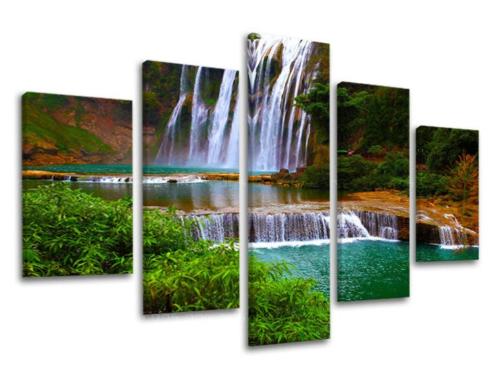 Ζωγραφική τοίχου 5 μέρη WATERFALLS